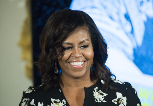 First lady Michelle Obama speaks while hosting a special screening with the U.S. Department of State's Office of Global Women's Issues