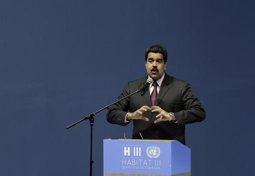 Venezuela's President Nicolas Maduro speaks during the opening of the third United Nations Habitat Conference