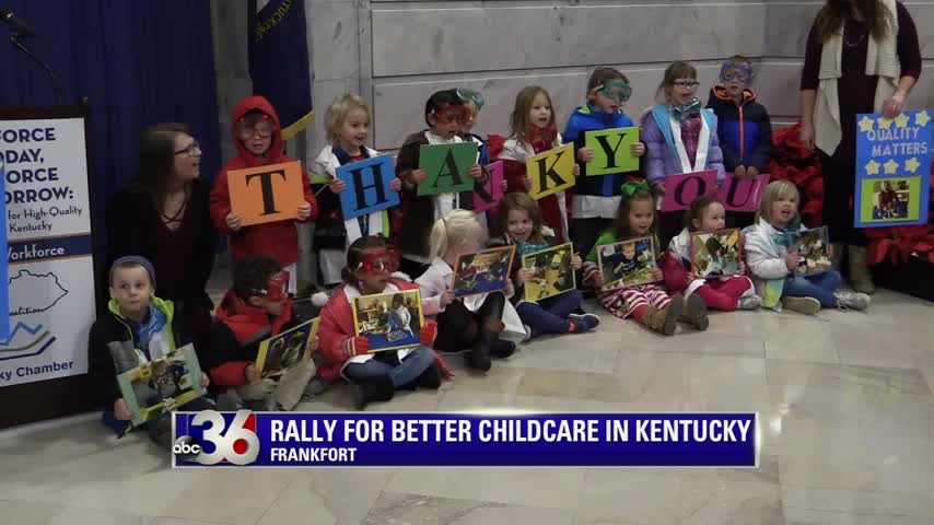 Kids Matter Coalition holds rally for improved childcare in Kentucky in State Capitol Rotunda 12-13-17