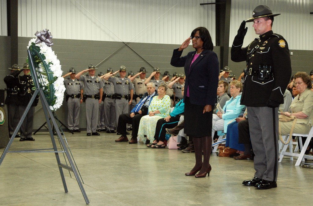 Lt. Governor Jenean Hampton at Memorial Service for fallen state troopers and officers at KSP Training Academy in Frankfort 5-25-17