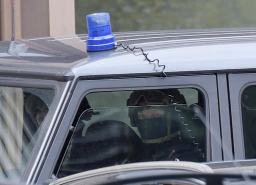 Special police forces secure the perimeter of the district court in Dresden