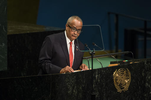 Somalia's Foreign Minister Abdusalam Hadliyeh Omer addresses the 71st session of the United Nations General Assembly at U.N. headquarters