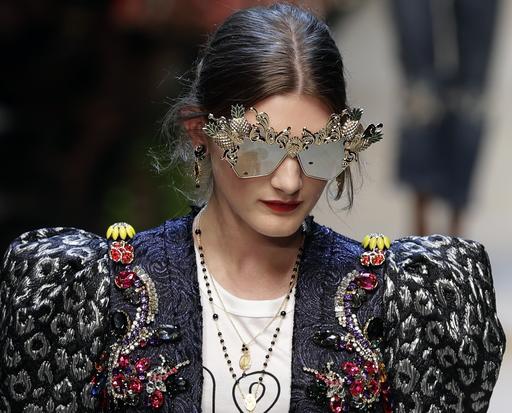 A model wears a creation for Dolce & Gabbana women's Spring-Summer 2017 collection