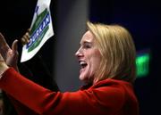 Seattle mayoral candidate Jenny Durkan applauds supporters as she takes to the stage at an election night party Tuesday