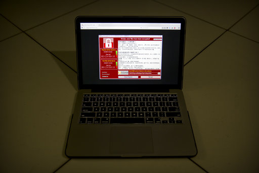 A screenshot of the warning screen from a purported ransomware attack