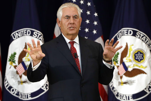 Secretary of State Rex Tillerson speaks to State Department employees