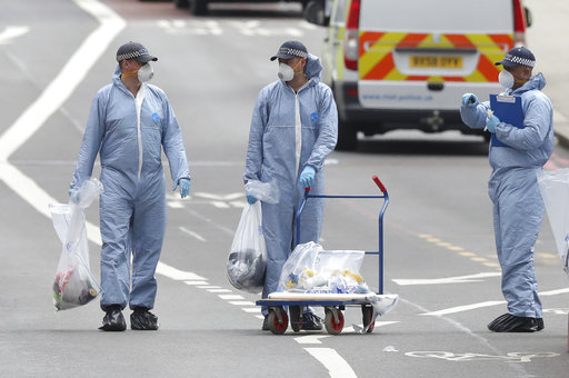 Police forensic officers on London Bridge  Sunday June 4