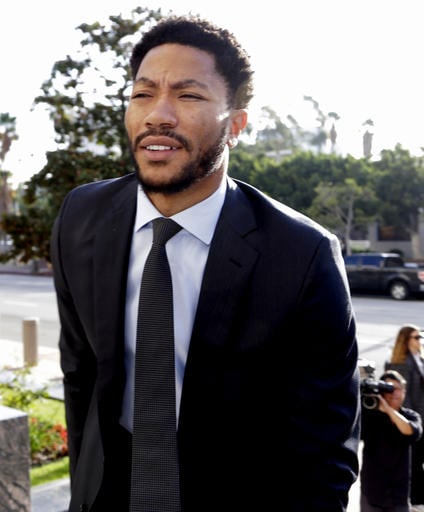 Derrick Rose arrives at Federal Court in Los Angeles