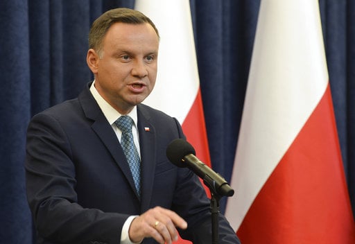 Polish President Andrzej Duda makes a statement in Warsaw