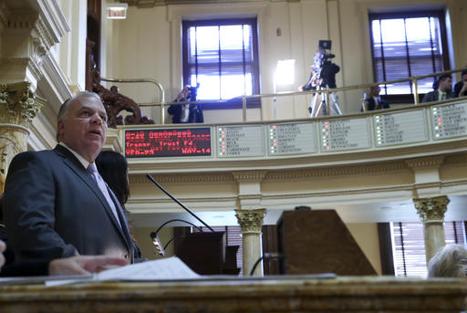 New Jersey Senate President Steve Sweeney watches as the senate passes a transportation trust fund bill Friday