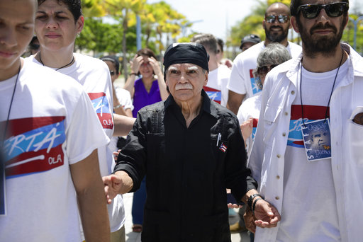 Arrival of Puerto Rican nationalist Oscar Lopez Rivera arrives for a press conference