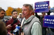 Republican candidate for Virginia governor Ed Gillespie pauses while speaking with reporters after voting at his polling place Tuesday
