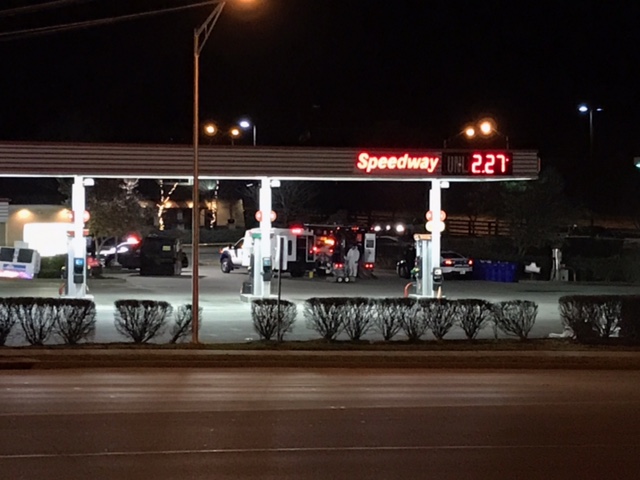 Speedway gas station evacuated after bomb scare 12-6-17 at Liberty Road and Man O War in Lexington.  Suspicious device turned out to be harmless smoke detector thrown away in business dumpster.