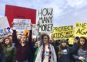 FILE - Students at Roosevelt High School take part in a protest against gun violence Wednesday