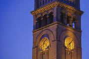 The clock tower at the Trump International Hotel is photographed at daybreak in Washington