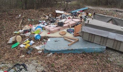 Illegal dump site at Daniel Boone National Forest