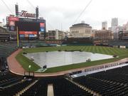 The field is covered as the Yankees and Tigers were rained out Saturday