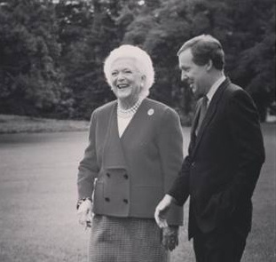 Senator Mitch McConnell with First Lady Barbara Bush