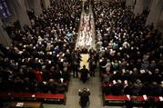 Pallbearers carry the casket of former first lady Barbara Bush after a funeral service for former first lady Barbara Bush at St. Martin's Episcopal Church