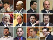 This combination of photos shows some of the two dozen state lawmakers across the country who have been accused of sexual harassment or misconduct since the start of 2017 and have resigned or been removed from office as of March 2018. Top row from left are Alaska Rep. Dean Westlake