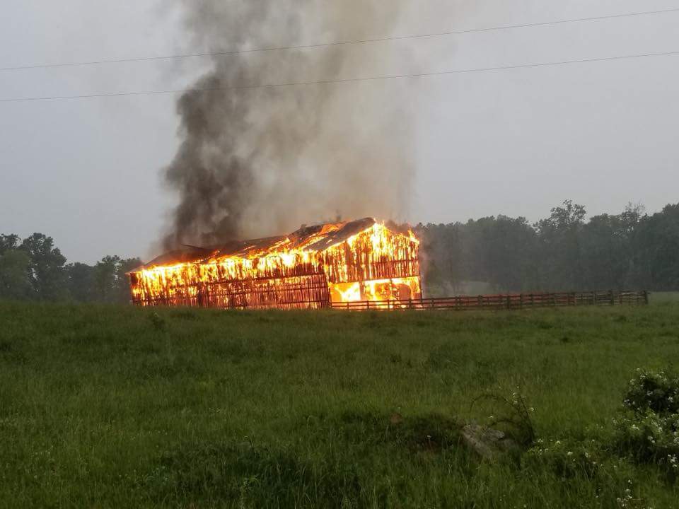 Lightning blamed on fire that destroyed a hay barn in Pulaski County 5-18-18