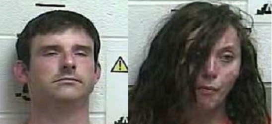 Patrick Kenny and Megan Sayne were arrested at a rest stop. Deputy was burned by drug in car.