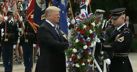 Trump laying wreath at the Tomb of the Unknown Soldier on Memorial Day.