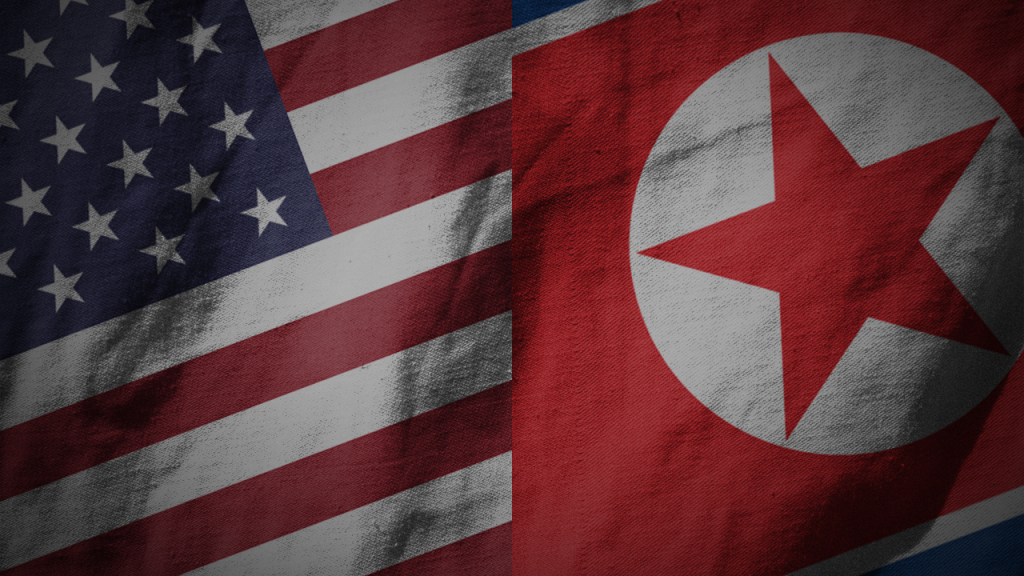 U.S. and North Korean flags