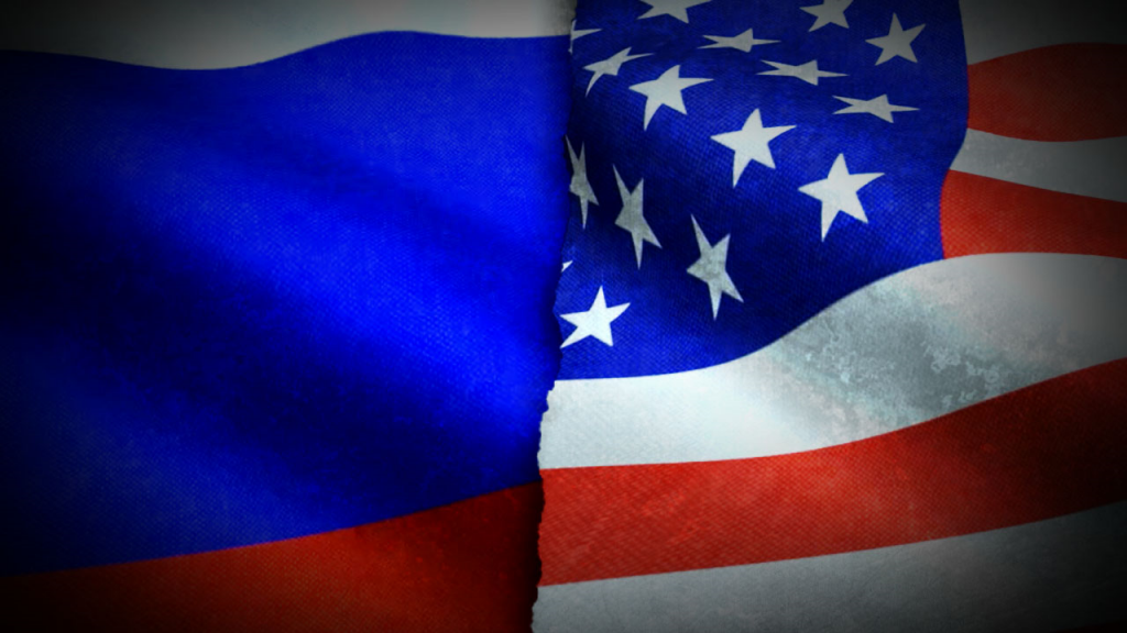 Russian and American flags