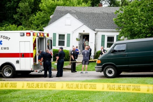 Two men shot to death on Alexander Street in Frankfort 6-26-18.  Crime scene photo courtesy of Hannah Brown and State Journal