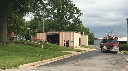 Firefighters at the scene of a chemical leak at 3M-Ceradyne on Laco Drive in Lexington.