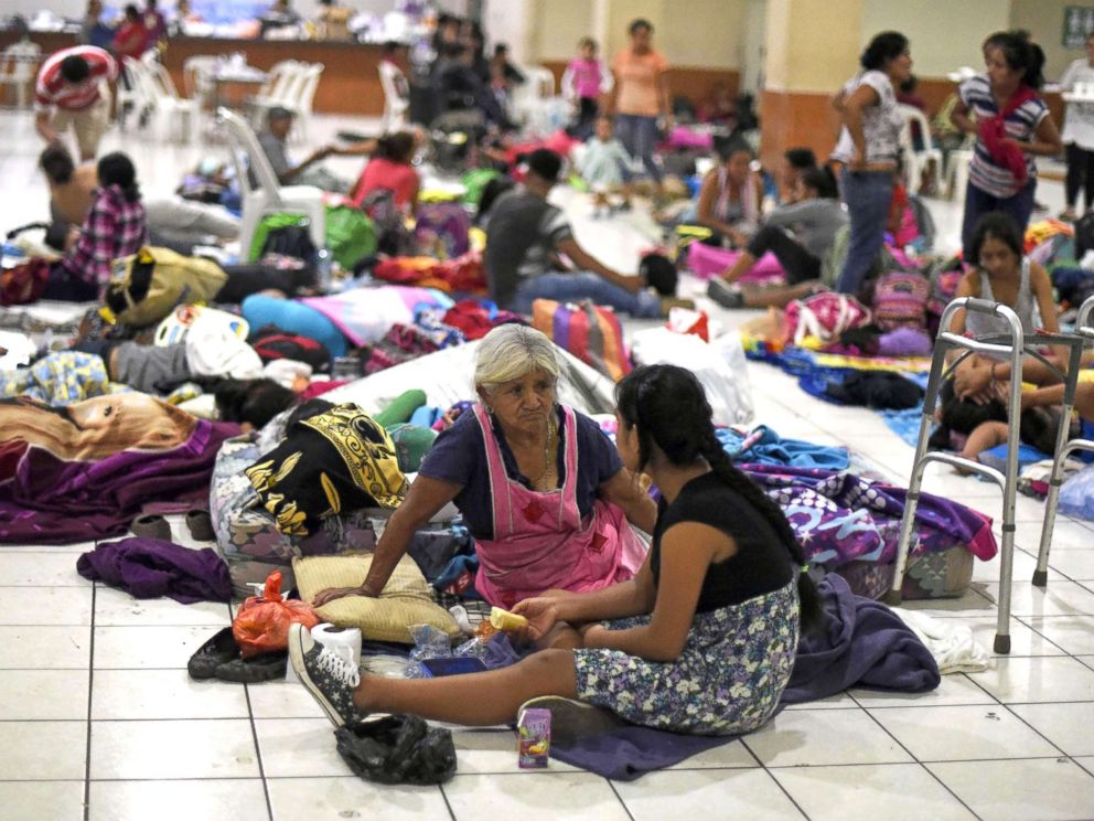 PHOTO: Residents of several communities safeguard in a temporary shelter in Escuintla department, 22 miles south of Guatemala City, June 3, 2018, for fear of new outbursts of the Fuego volcano.