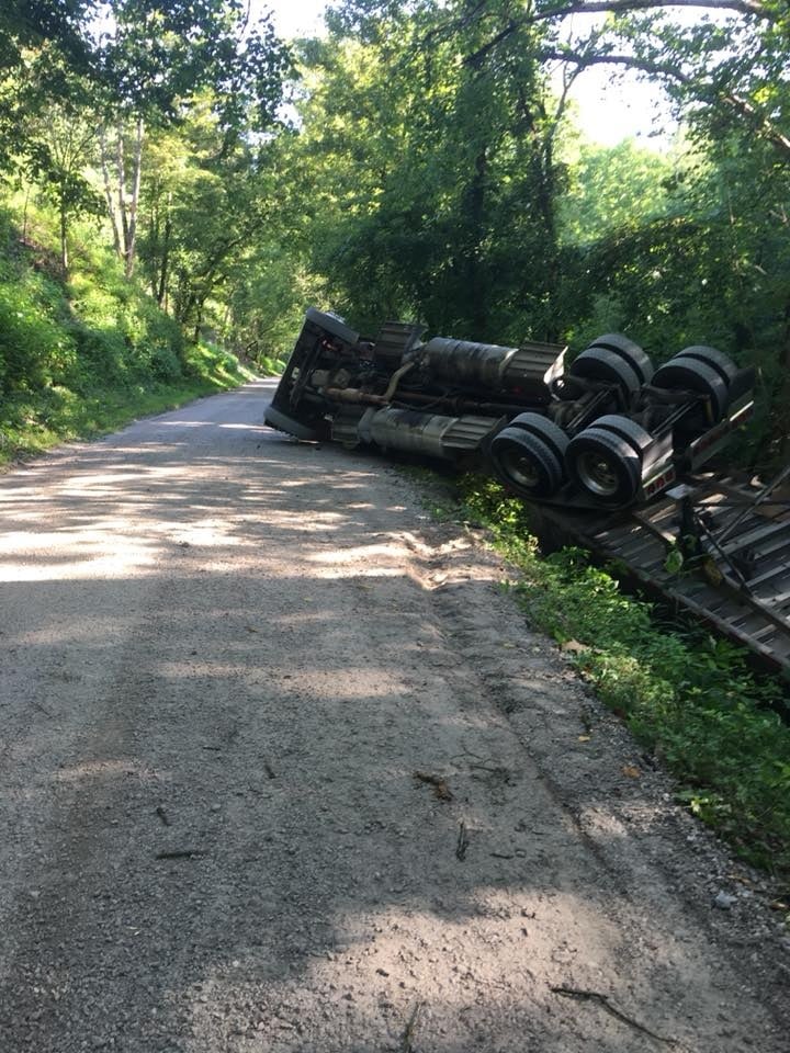 Truck overturns in Rockcastle County with 24 tons of ammonium nitrate.