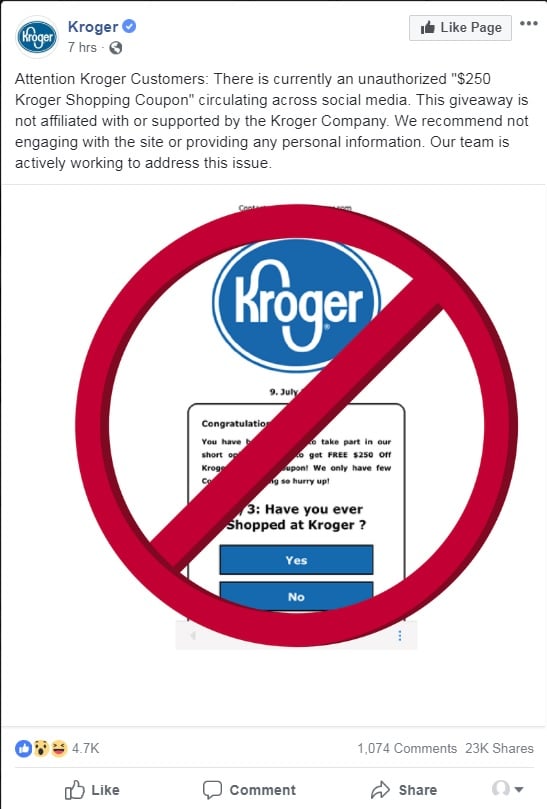 Kroger fake coupon