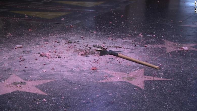 Donald Trump's star on the Hollywood Walk of  Fame was vandalized.