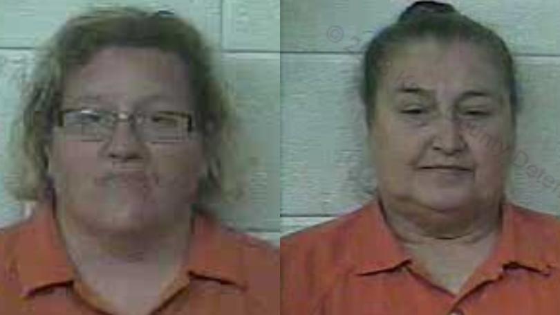 Glencina Wilson (left) and Wilma Emert (right) of Flat Lick in Knox County are accused of shoplifting from Dollar General and leaving two small children in a running car in the store parking lot