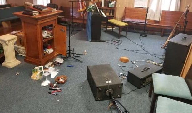 Thieves did extensive damage to the Mt. Zion Church of God near Keavy.