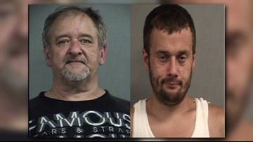 David Williams (left) and Stephen Bockting (right) are accused of stealing cemetery  urns and markers from Evergreen Cemetery in Louisville