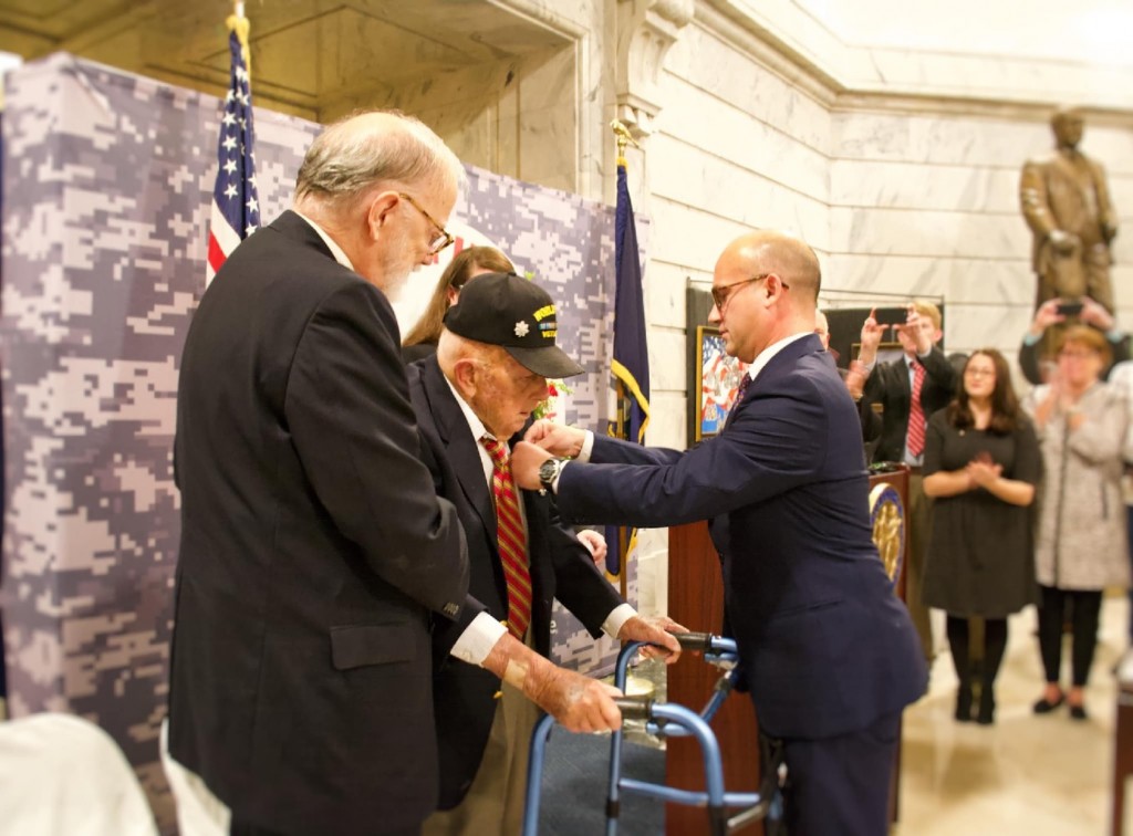 Retired Lt. Col. William Pollard of Kentucky receives the French Legion of Honor