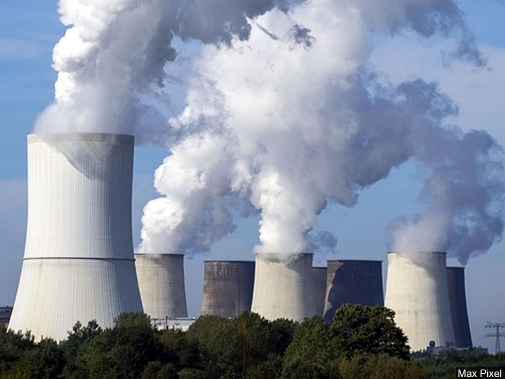 Nuclear power plant emitting smoke