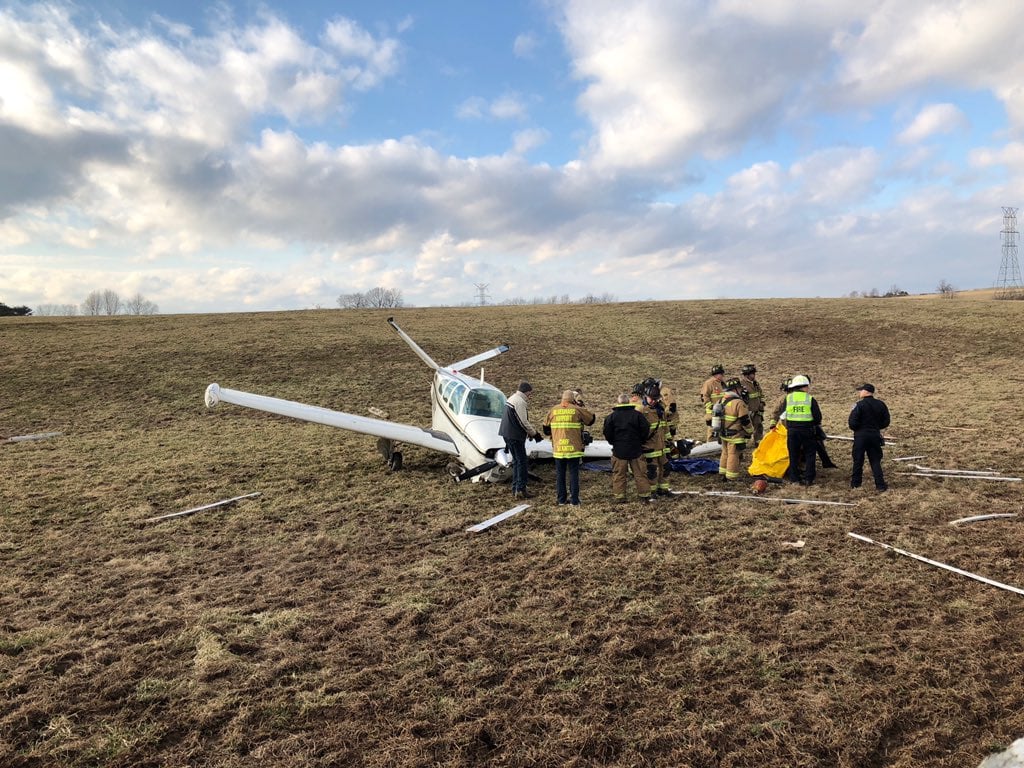 Small private plane crashed in field at Calumet Farm near Blue Grass Airport 1-26-19