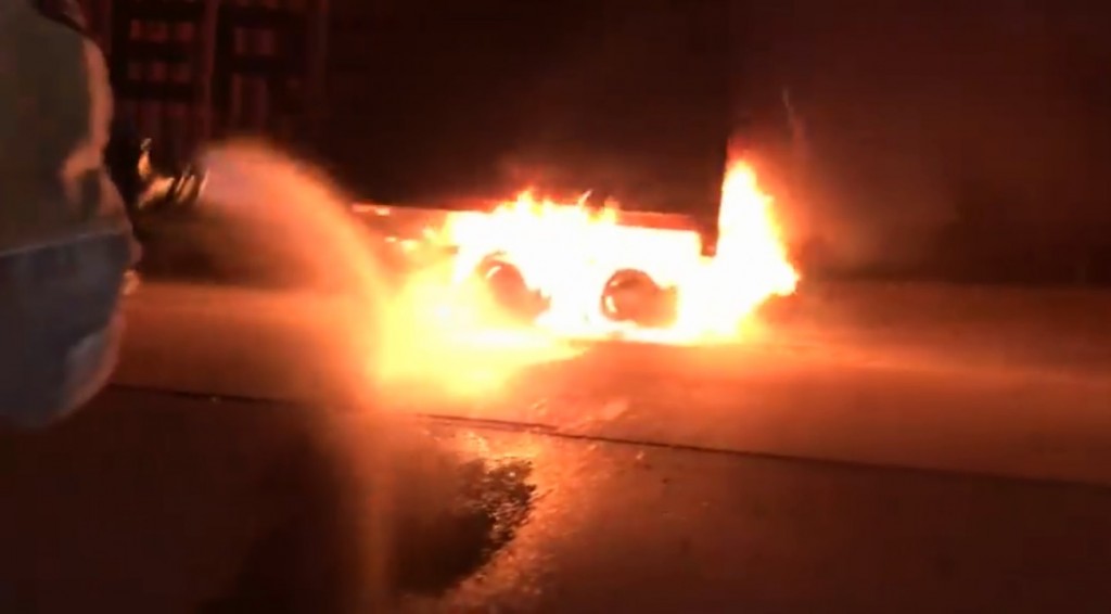 Tractor trailer catches fire in Anderson County.