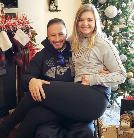 Partially paralyzed Scott County Sheriff's Deputy Jaime Morales pictured with his fiance after getting engaged