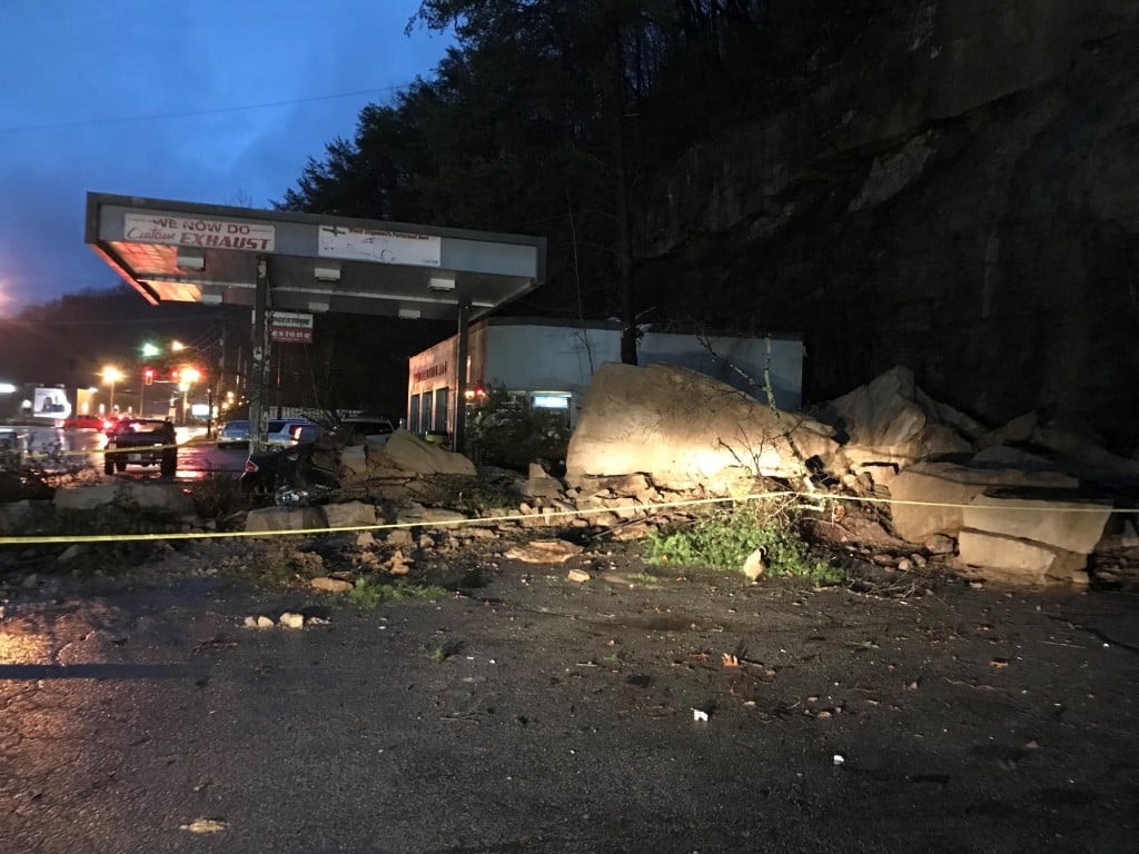 Rockslide hit Road Tested Wrecker Service in Pikeville.