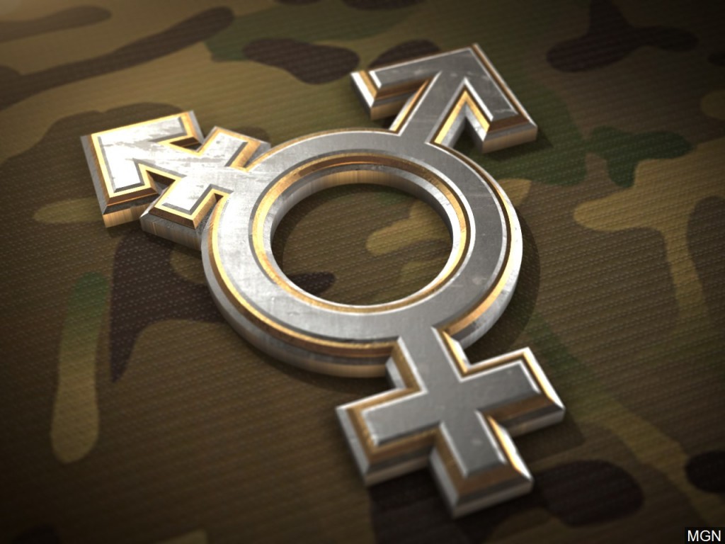 Transgender symbol on a Multicam camouflage background