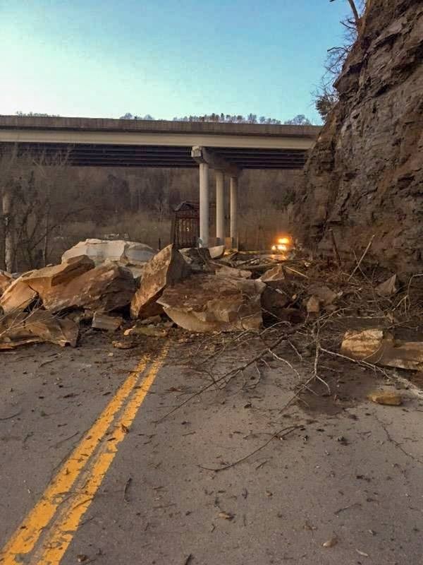 KY 1441 in Pike County under the US 460 overpass is closed because of rockslide.
