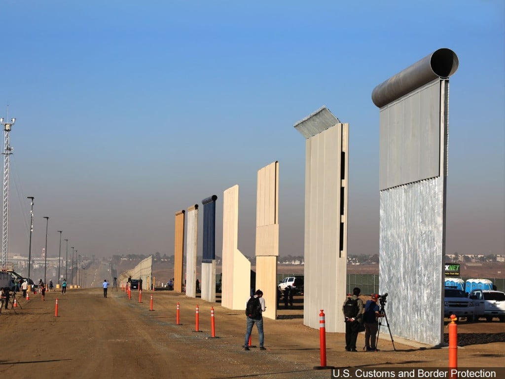Border Wall Prototypes built near the Otay Mesa Port of Entry in California