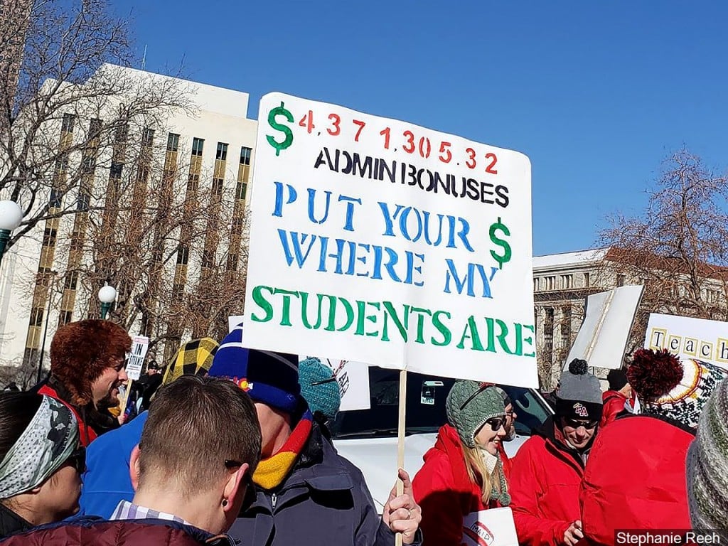 Denver Public School Teachers on strike at the Colorado State Capitol