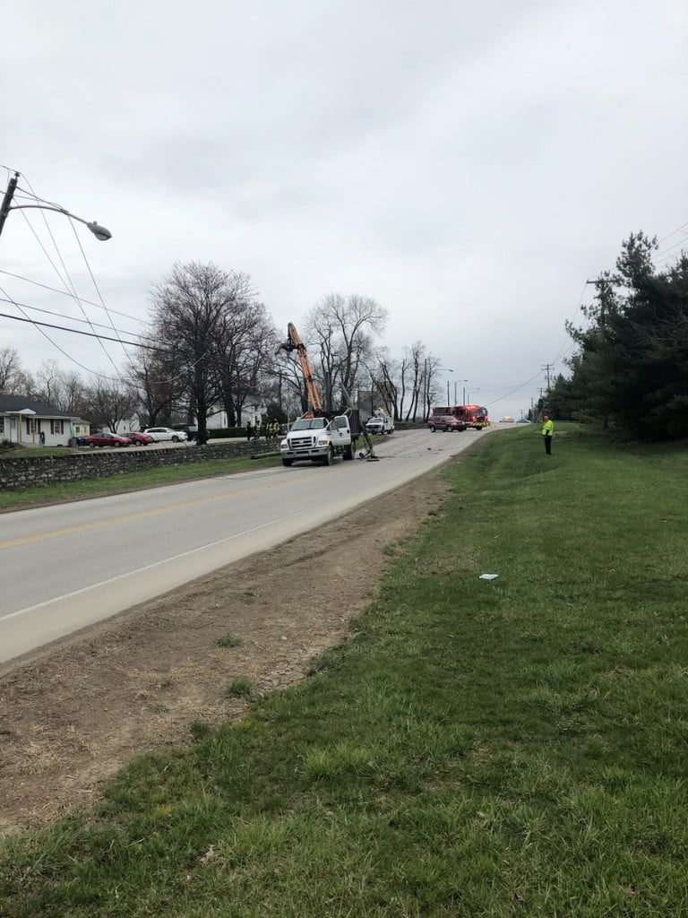 City truck hit some electric poles on Old Frankfort Pike