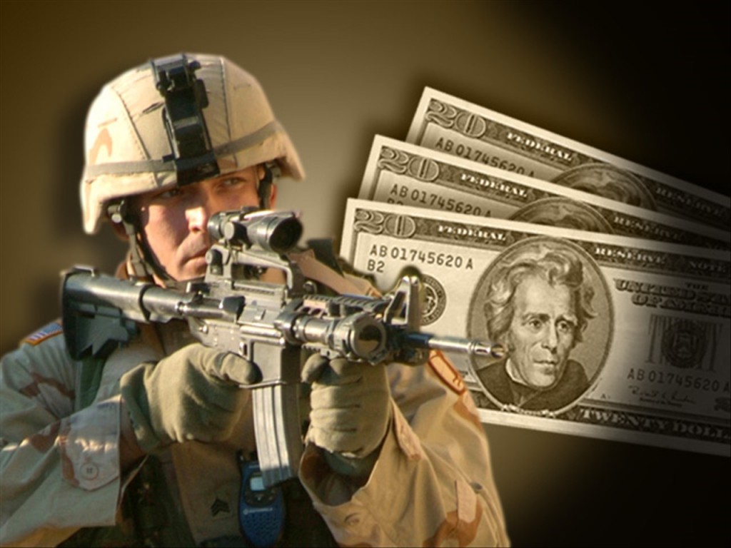 U.S. Soldier on Money Background
